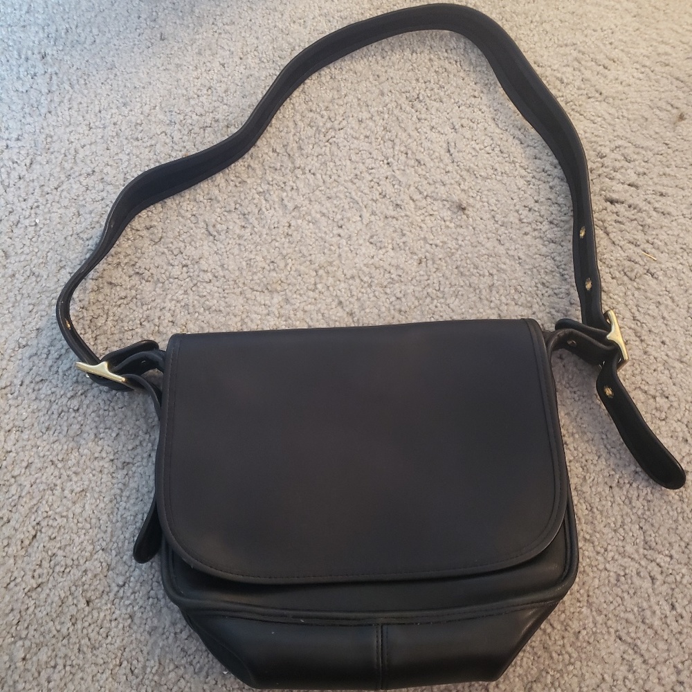 Vintage Coach Patricia Legacy Saddle Bag -- Black
